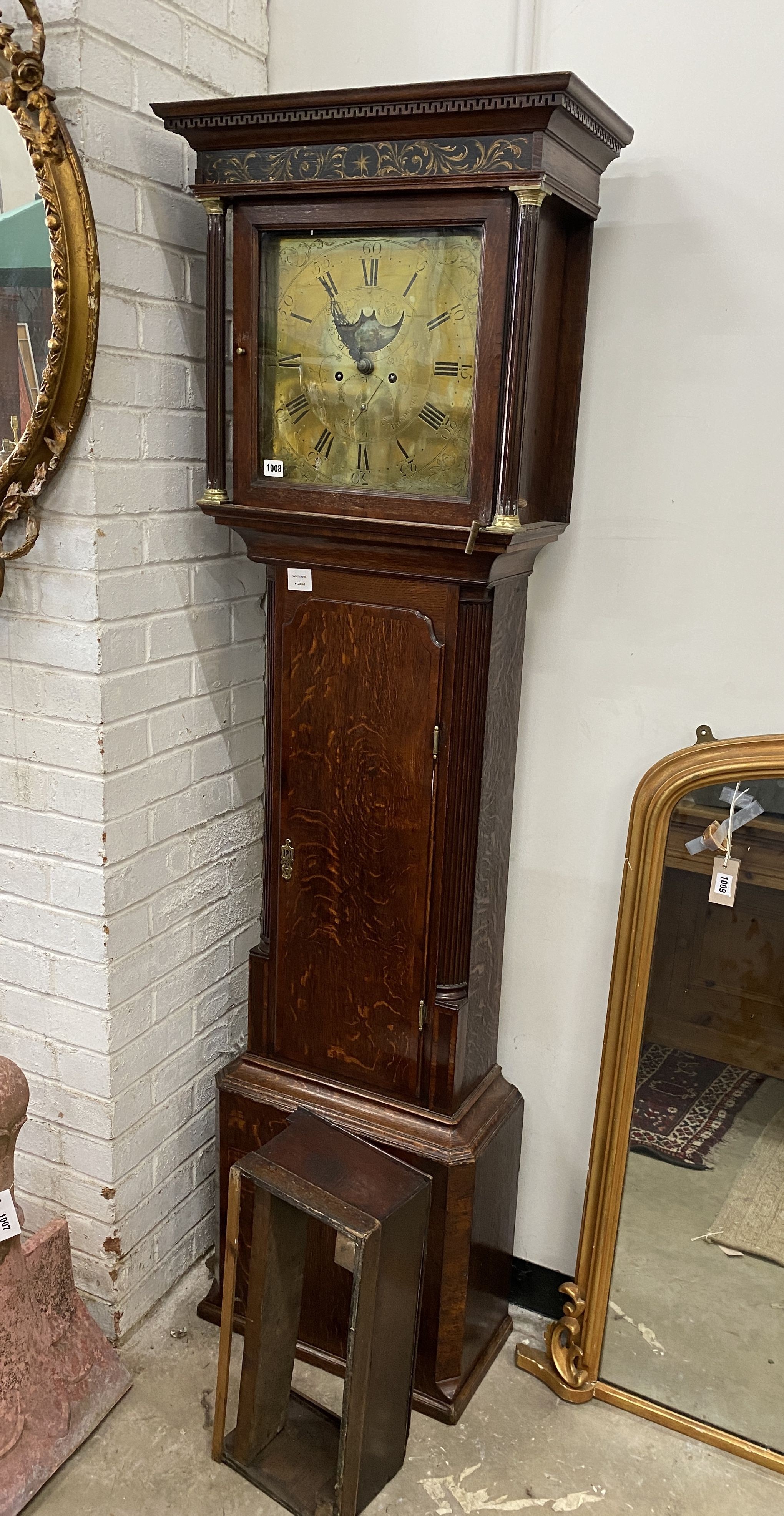 An 18th century oak 8 day longcase clock by Ashton, Bredbury, height 210cm